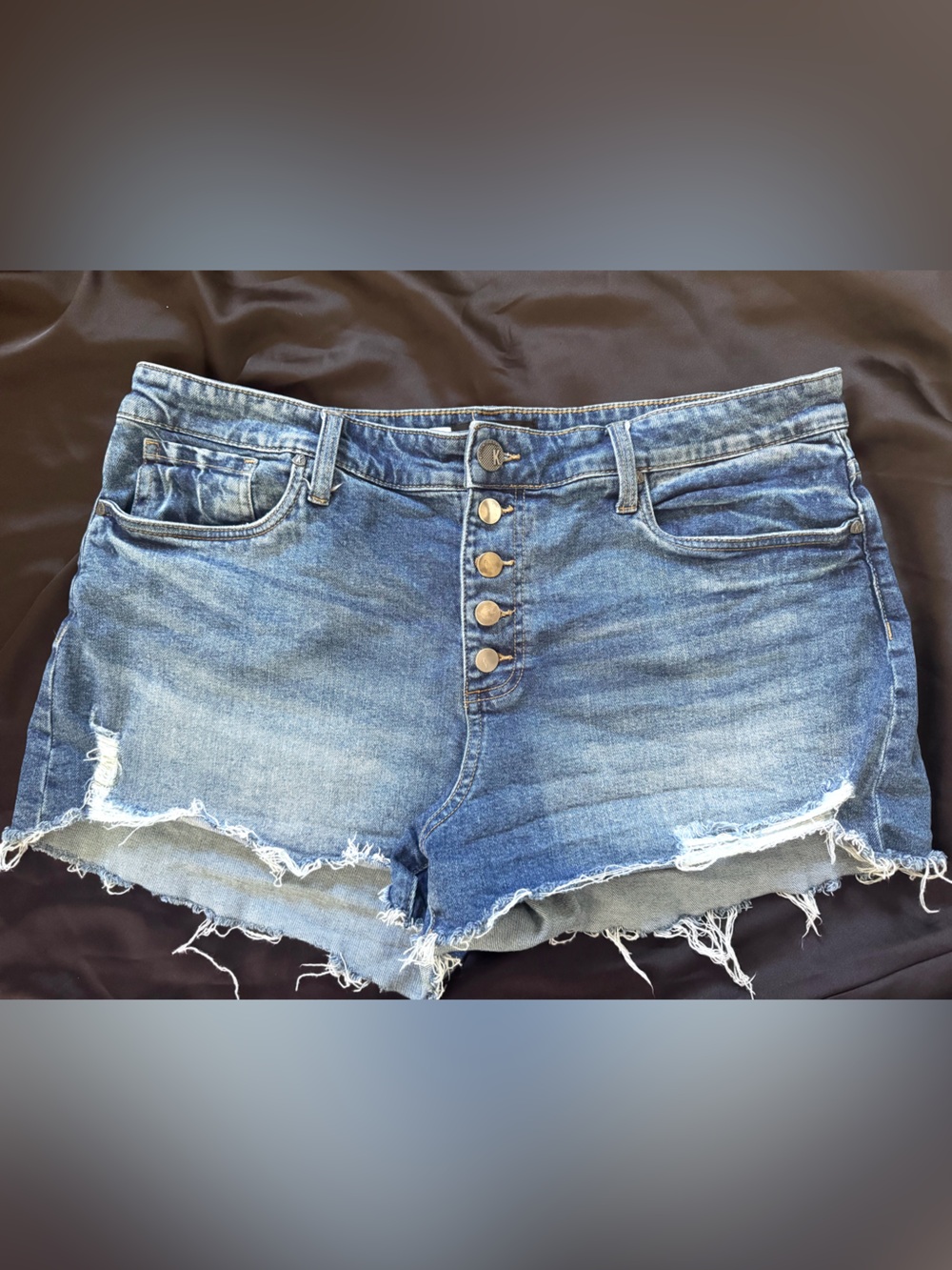 Kut from the Kloth Distressed Blue Denim Cutoff Shorts